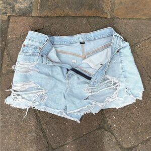 American Eagle Outfitters Light Blue Distressed Denim Shorts size 10 like new